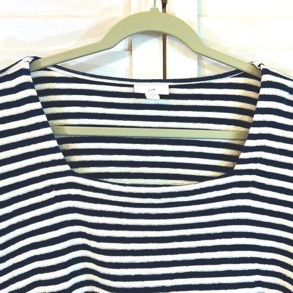 J Jill Top Size Large Cotton Nautical Striped Blue White - Picture 3 of 15